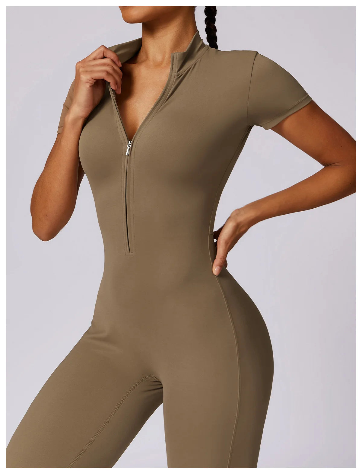 SculptFlex Zip-Up Workout Jumpsuit