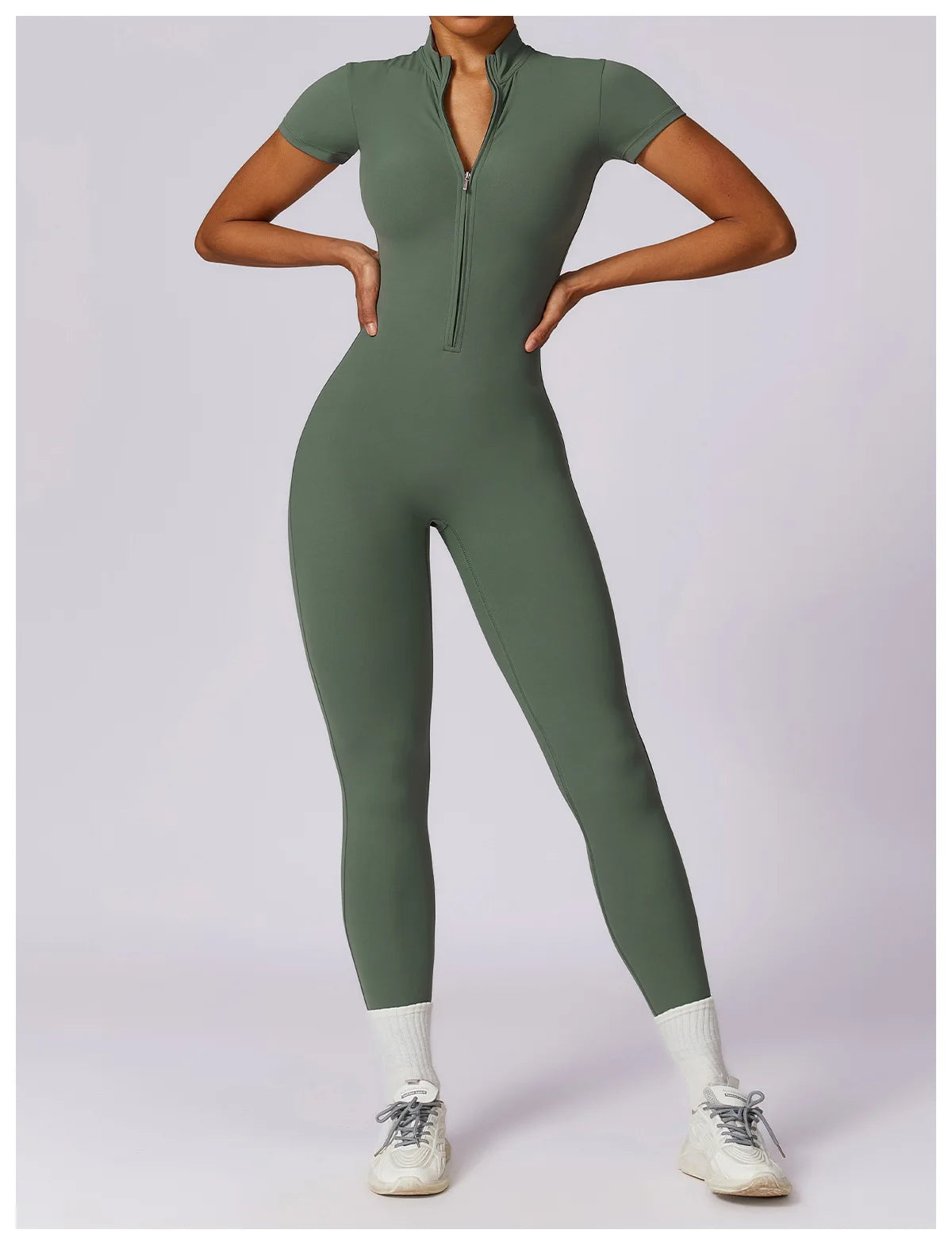 SculptFlex Zip-Up Workout Jumpsuit