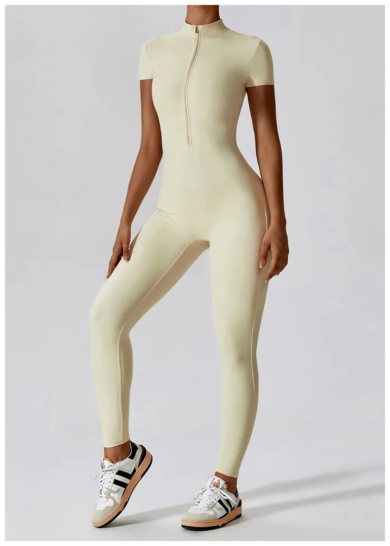 SculptFlex Zip-Up Workout Jumpsuit