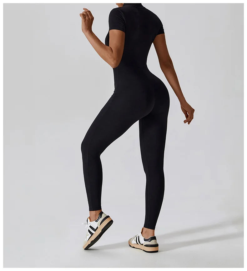 SculptFlex Zip-Up Workout Jumpsuit