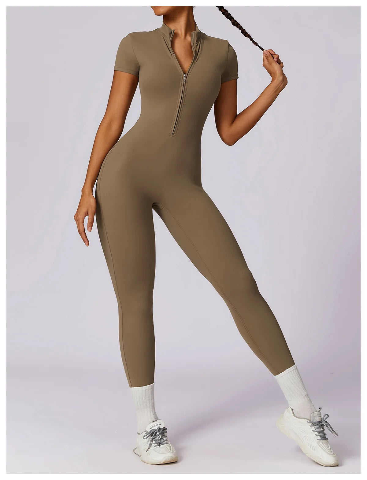 SculptFlex Zip-Up Workout Jumpsuit