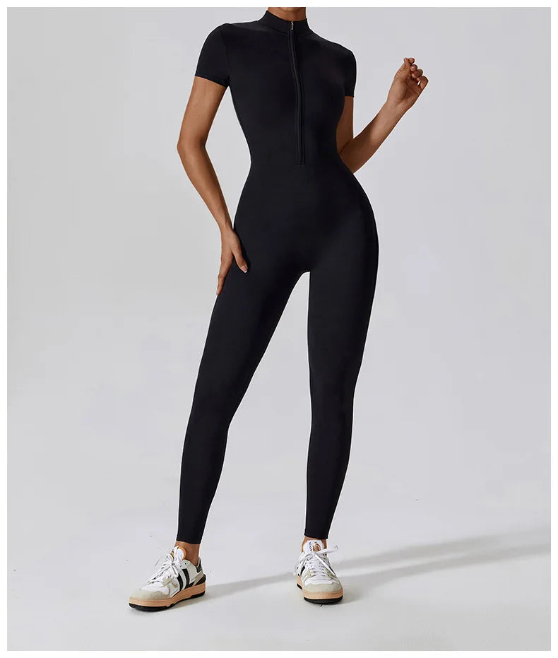 SculptFlex Zip-Up Workout Jumpsuit