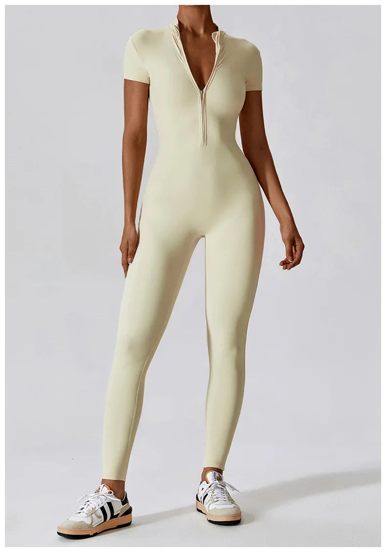 SculptFlex Zip-Up Workout Jumpsuit