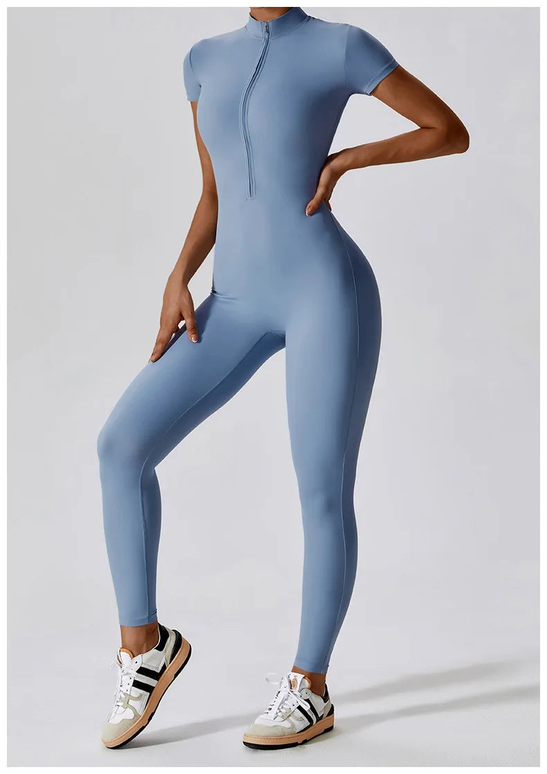 SculptFlex Zip-Up Workout Jumpsuit