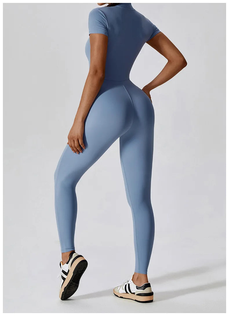 SculptFlex Zip-Up Workout Jumpsuit