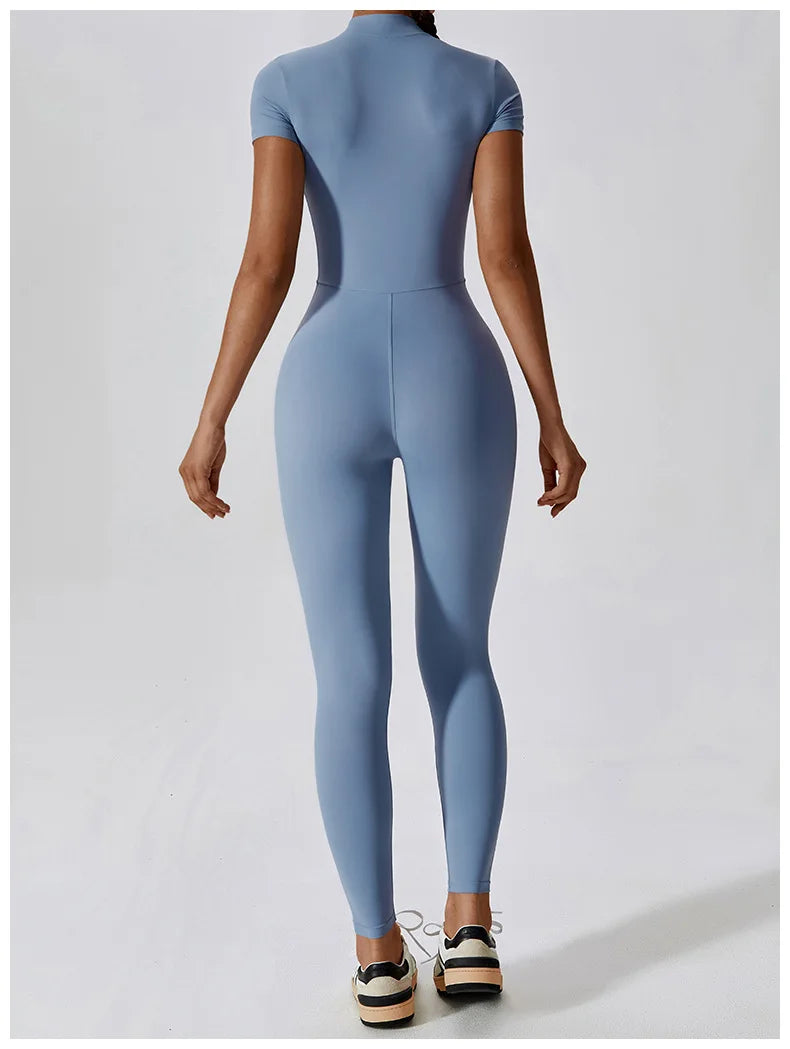 SculptFlex Zip-Up Workout Jumpsuit