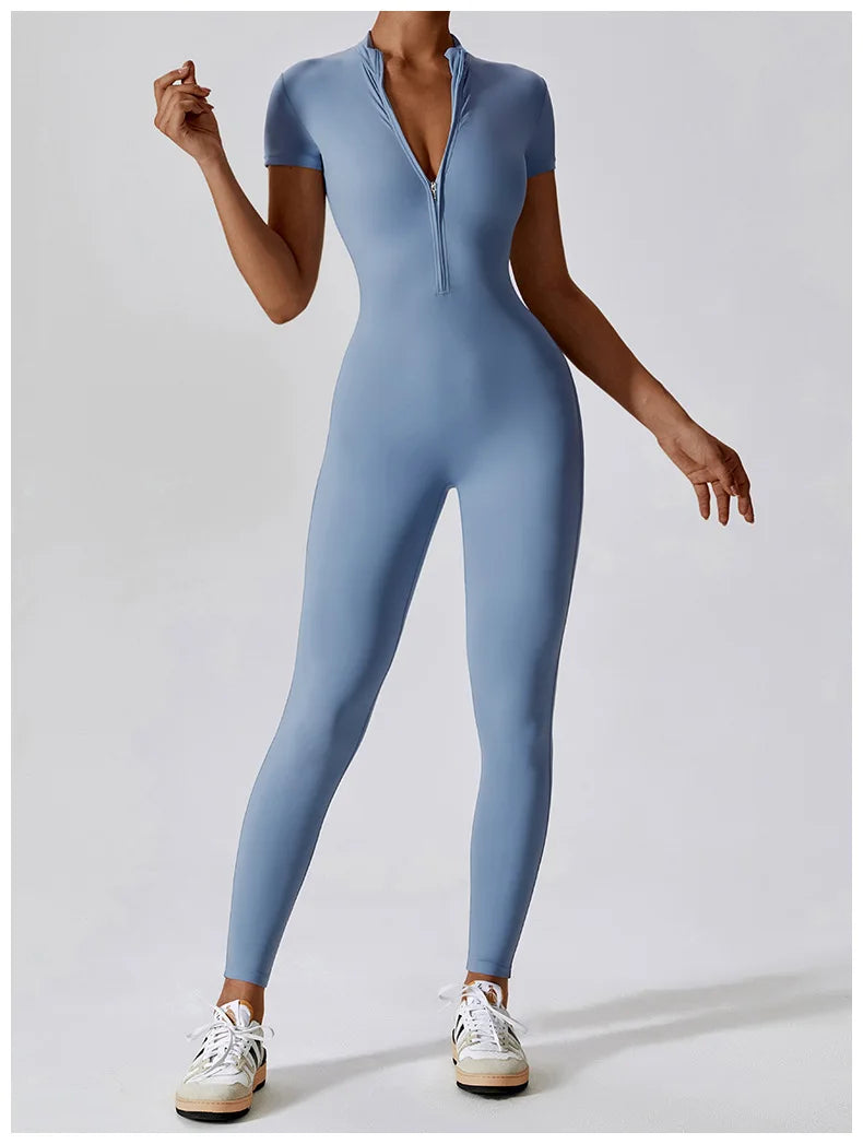 SculptFlex Zip-Up Workout Jumpsuit