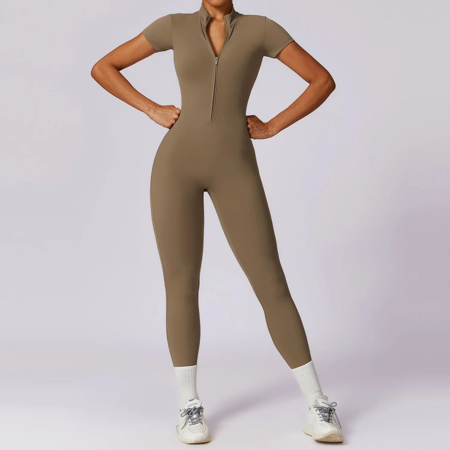 SculptFlex Zip-Up Workout Jumpsuit