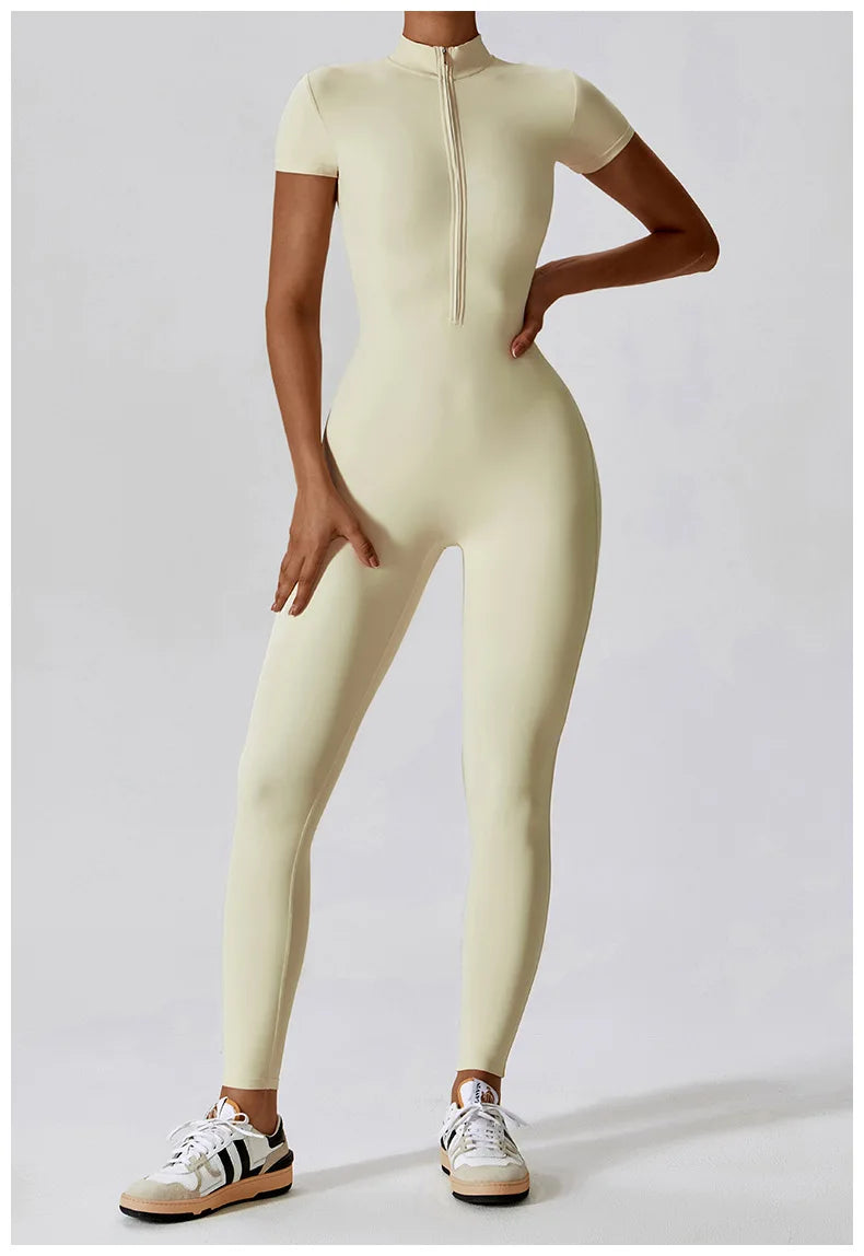 SculptFlex Zip-Up Workout Jumpsuit