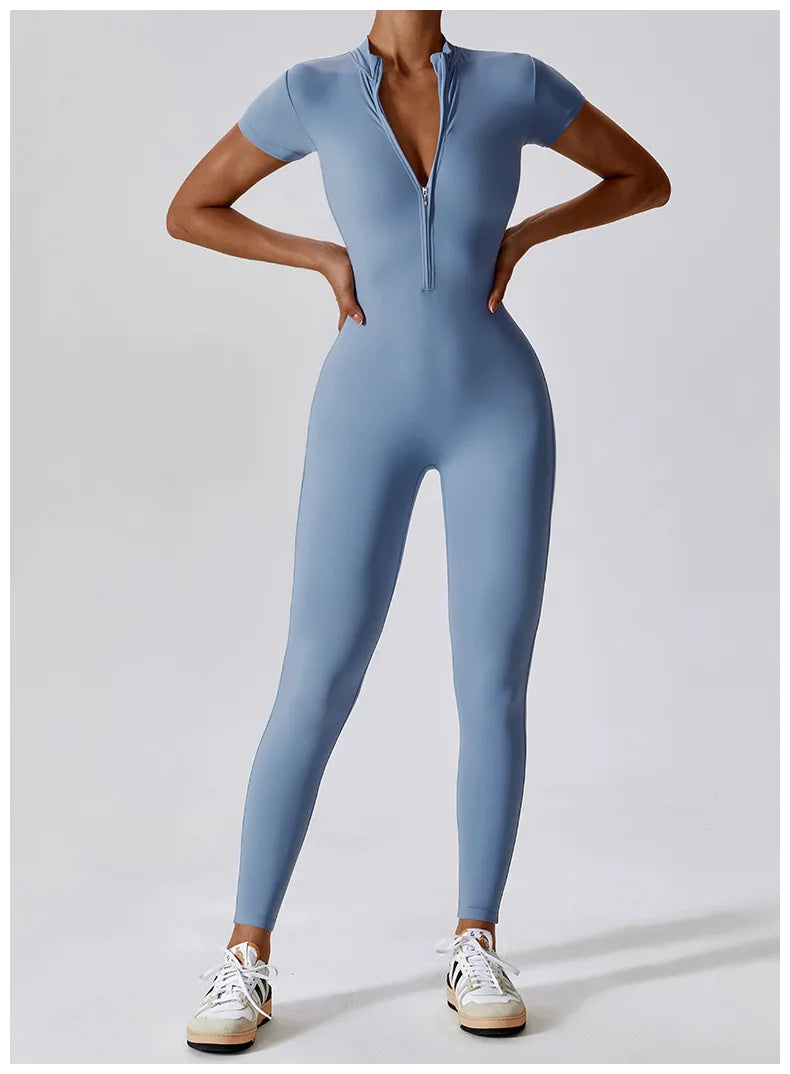 SculptFlex Zip-Up Workout Jumpsuit