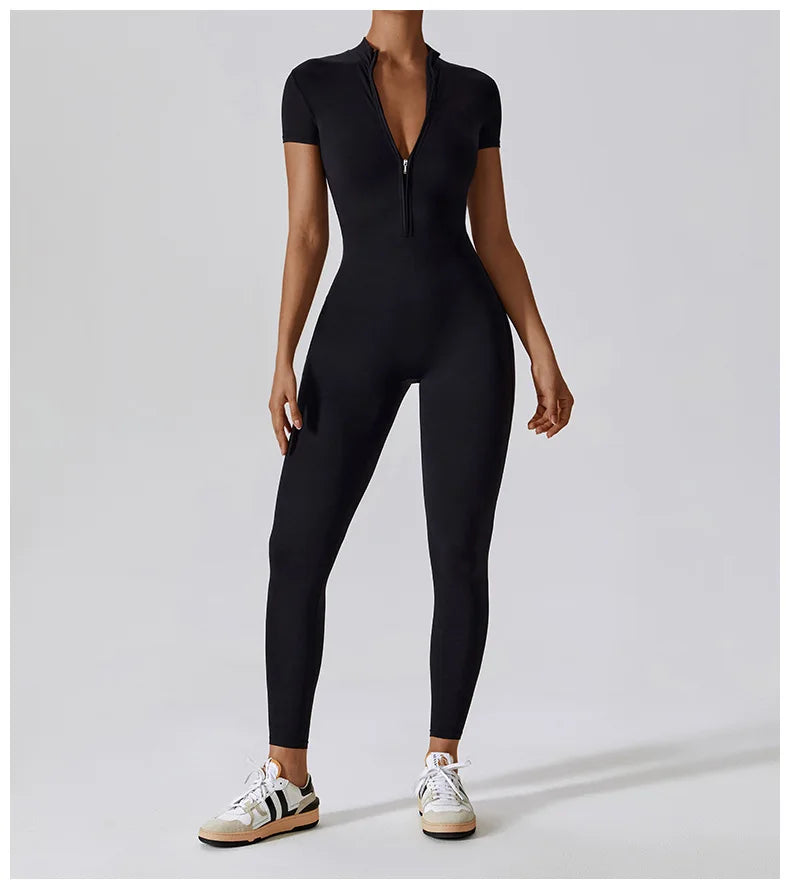 SculptFlex Zip-Up Workout Jumpsuit