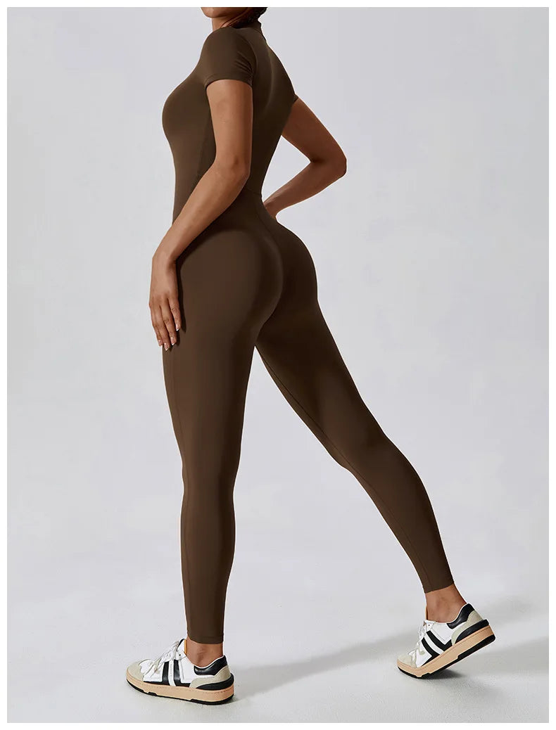 SculptFlex Zip-Up Workout Jumpsuit