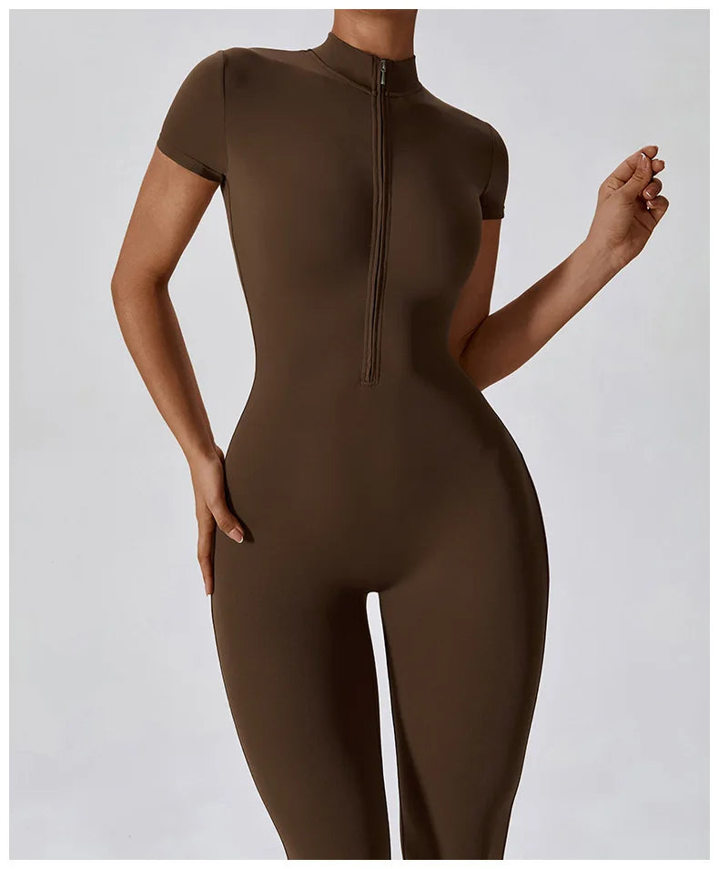 SculptFlex Zip-Up Workout Jumpsuit