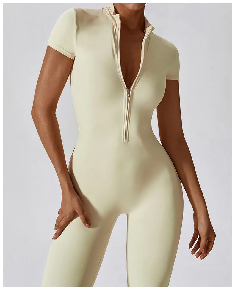 SculptFlex Zip-Up Workout Jumpsuit