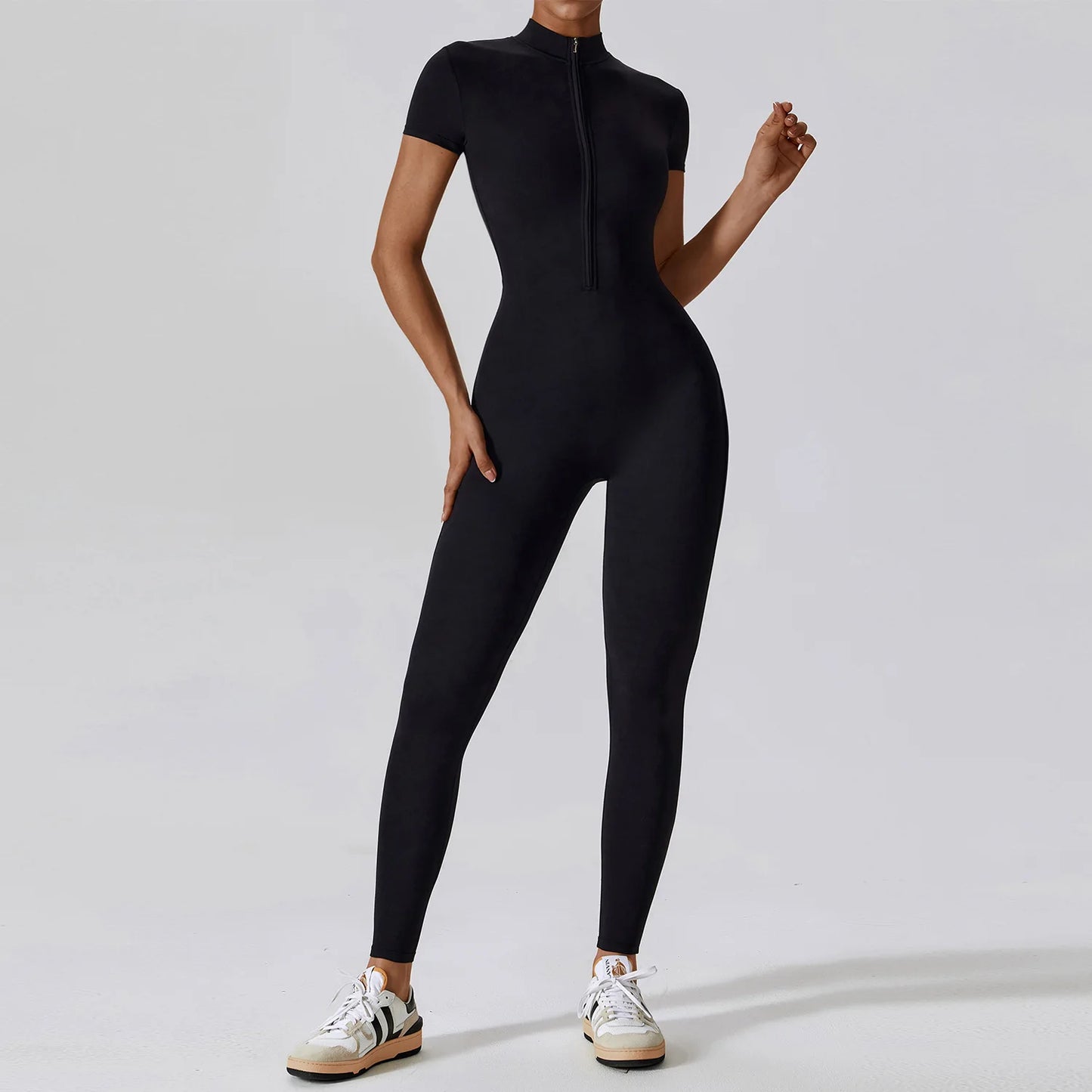 SculptFlex Zip-Up Workout Jumpsuit