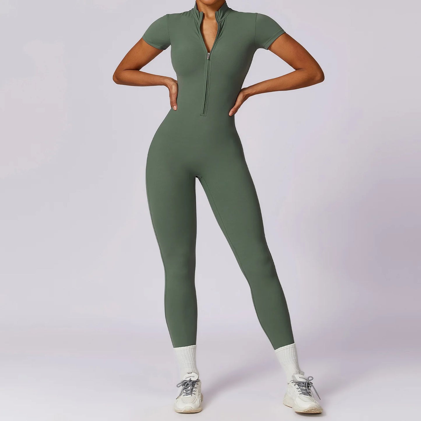 SculptFlex Zip-Up Workout Jumpsuit